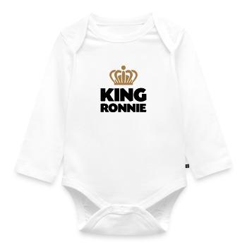King ronnie name thing crown - Organic Longsleeve Baby Bodysuit - white - Front