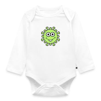 Happy Virus - Baby Bio-Langarm-Body - Weiß - Vorne