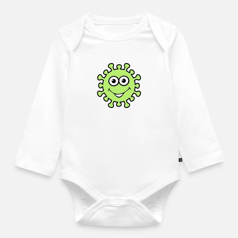 Happy Virus - Baby Bio-Langarm-Body - Weiß