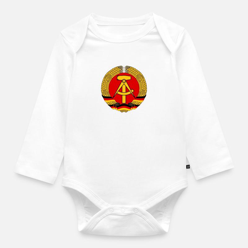 DDR Emblem - Baby Bio-Langarm-Body - Weiß