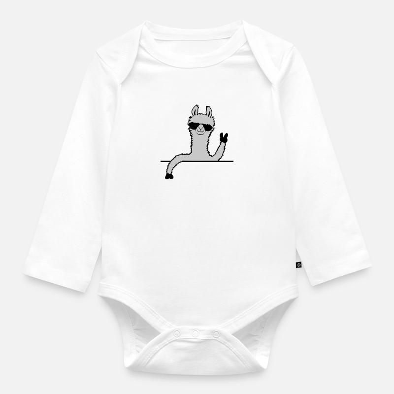 Comic Sonnenbrille Lama - Baby Bio-Langarm-Body - Weiß