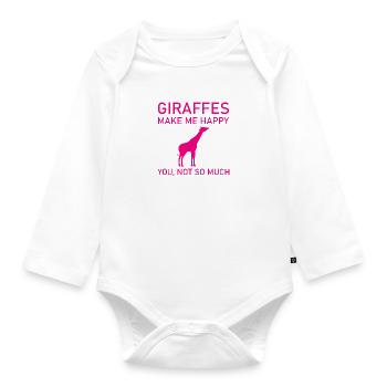 Giraffe Baby Animal Zoo Safari - Baby Bio-Langarm-Body - Weiß - Vorne