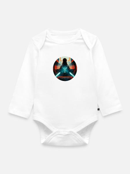 Leila Spaceship Retro - Baby Bio-Langarm-Body - Weiß