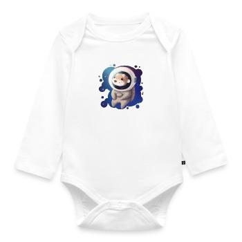 Cute Space Otter - Organic Longsleeve Baby Bodysuit - white - Front
