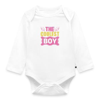 THE COOLEST BOY - Organic Longsleeve Baby Bodysuit - white - Front