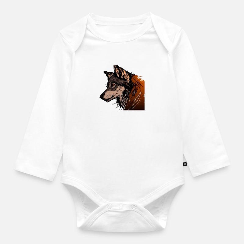 Le loup - Body Bébé bio manches longues - blanc