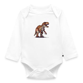 Dino Tyrannosaurus Rex als Videospielfigur - Baby Bio-Langarm-Body - Weiß - Vorne