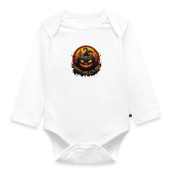 Halloween with Creepy Pumpkin Party Dress Up - Organic Longsleeve Baby Bodysuit - white - Front