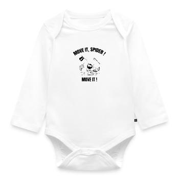 Beth the Spider - Tap Dancing (with text) - Organic Longsleeve Baby Bodysuit - white - Front