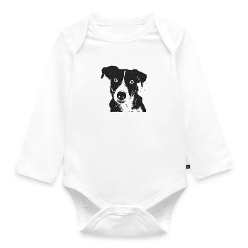 Dog Pet Barking Bello Puppy Dog Dog Snout - Organic Longsleeve Baby Bodysuit - white - Front