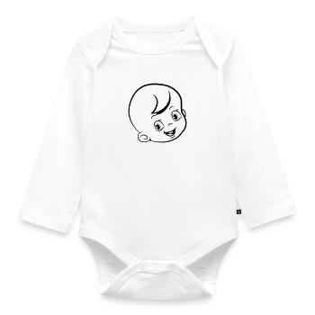 Happy baby laughing with shining eyes - Organic Longsleeve Baby Bodysuit - white - Front