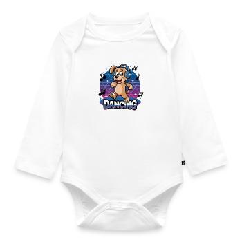 Dancing dog - Organic Longsleeve Baby Bodysuit - white - Front
