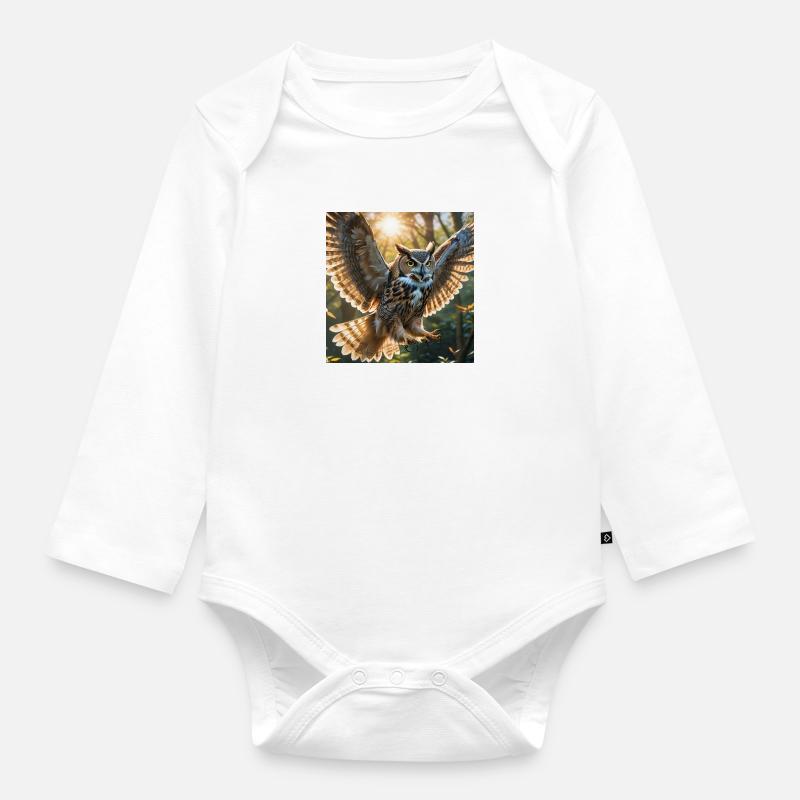 Eule - Baby Bio-Langarm-Body - Weiß