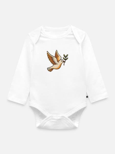 Taube des Friedens - Baby Bio-Langarm-Body - Weiß