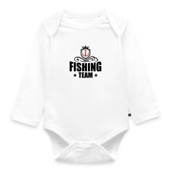 Fishing Team Fishing Hook - Organic Longsleeve Baby Bodysuit - white - Front