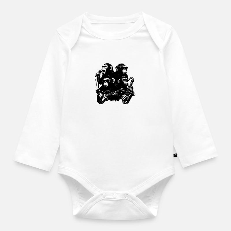 The Monkey Dance Band - Baby Bio-Langarm-Body - Weiß