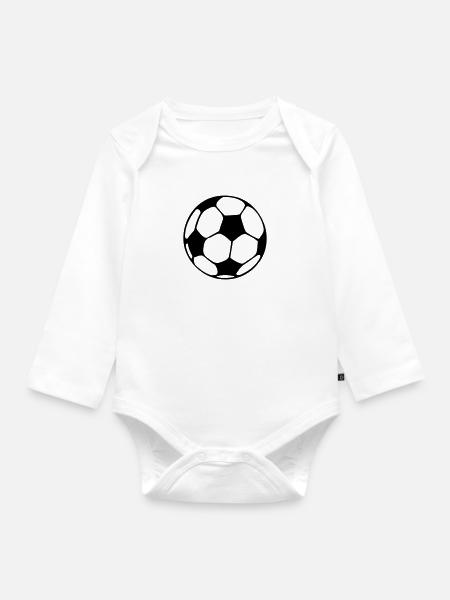 Fußball / Fussball - Baby Bio-Langarm-Body - Weiß