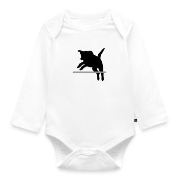 Hund im Sprung / Agility - Baby Bio-Langarm-Body - Weiß - Vorne