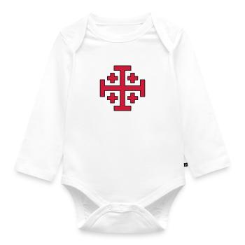 Jerusalem Cross - Organic Longsleeve Baby Bodysuit - white - Front