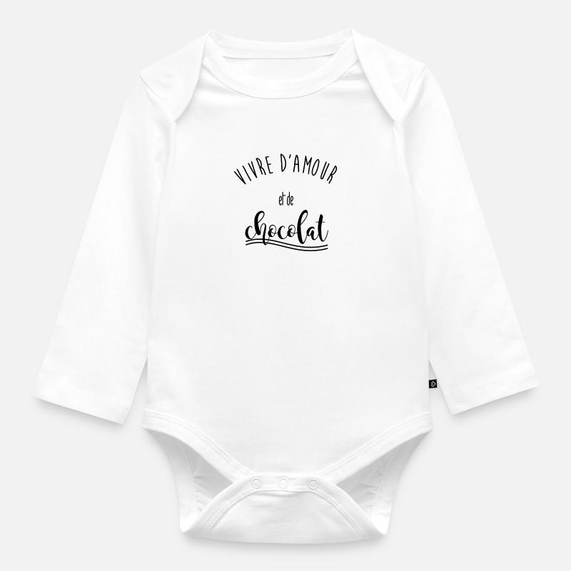 Vivre d'amour / chocolat - Body Bébé bio manches longues - blanc