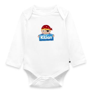 Petit Pirate Kilian - Body Bébé bio manches longues - blanc - Devant
