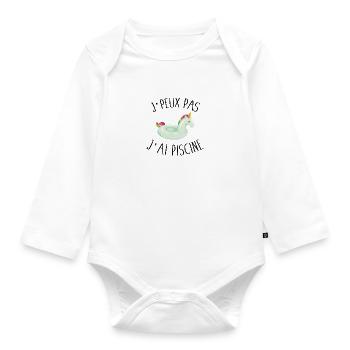 Je peux pas j'ai piscine - Body Bébé bio manches longues - blanc - Devant