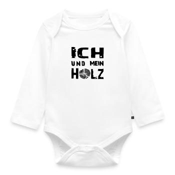 ich und mein - HOLZ - Baby Bio-Langarm-Body - Weiß - Vorne