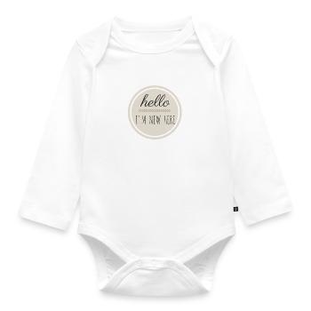 bonjour je suis nouveau ici - Body Bébé bio manches longues - blanc - Devant