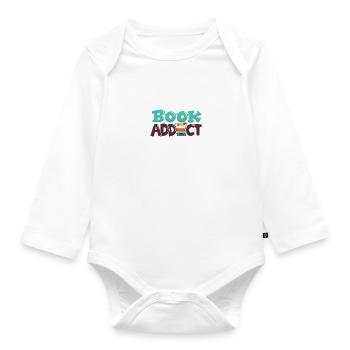 Book Addict - Organic Longsleeve Baby Bodysuit - white - Front