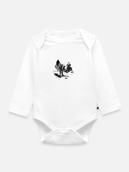 Mondlandung - Baby Bio-Langarm-Body - Weiß
