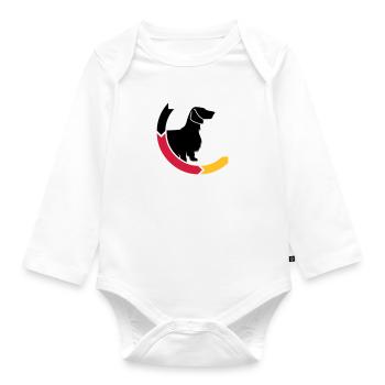 Dachshund longhair 2 Germany 3c - Organic Longsleeve Baby Bodysuit - white - Front