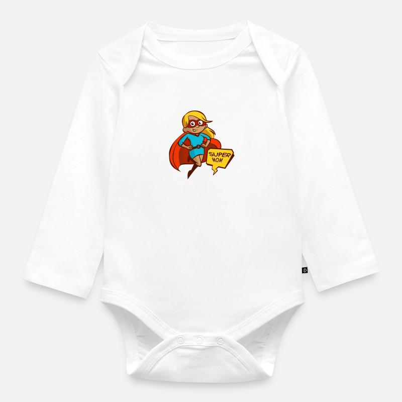 Super Maman - Body Bébé bio manches longues - blanc