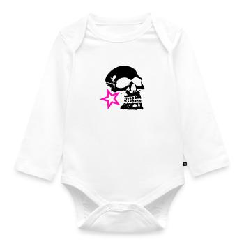 Schädel Schädel Profil Stern Logo - Baby Bio-Langarm-Body - Weiß - Vorne