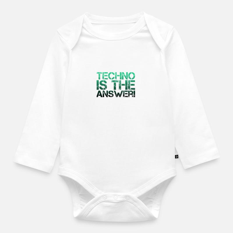 TECHNO - Body Bébé bio manches longues - blanc