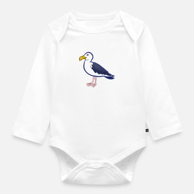 mouette - Body Bébé bio manches longues - blanc