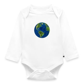 Weltkugel - Baby Bio-Langarm-Body - Weiß - Vorne