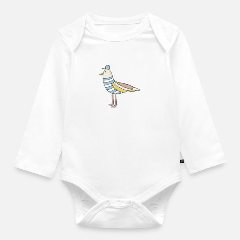 mouette - Body Bébé bio manches longues - blanc
