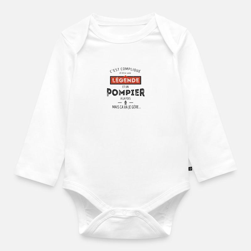 Légende et Pompier - Body Bébé bio manches longues - blanc