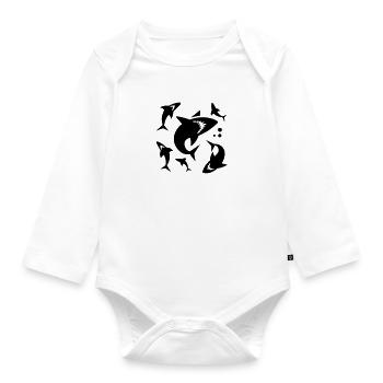 Shark - shark fin - Organic Longsleeve Baby Bodysuit - white - Front