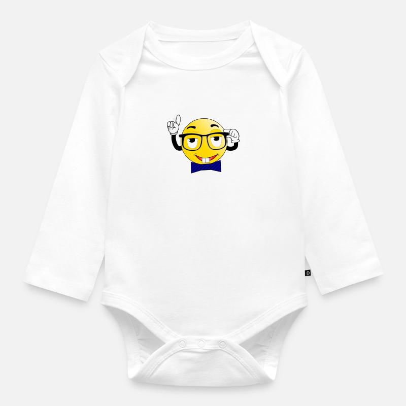 Smiley - Baby Bio-Langarm-Body - Weiß
