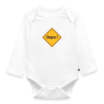 error, oops !, customizable - Organic Longsleeve Baby Bodysuit - white - Front