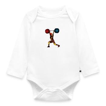 spacy weightlifter - Baby Bio-Langarm-Body - Weiß - Vorne