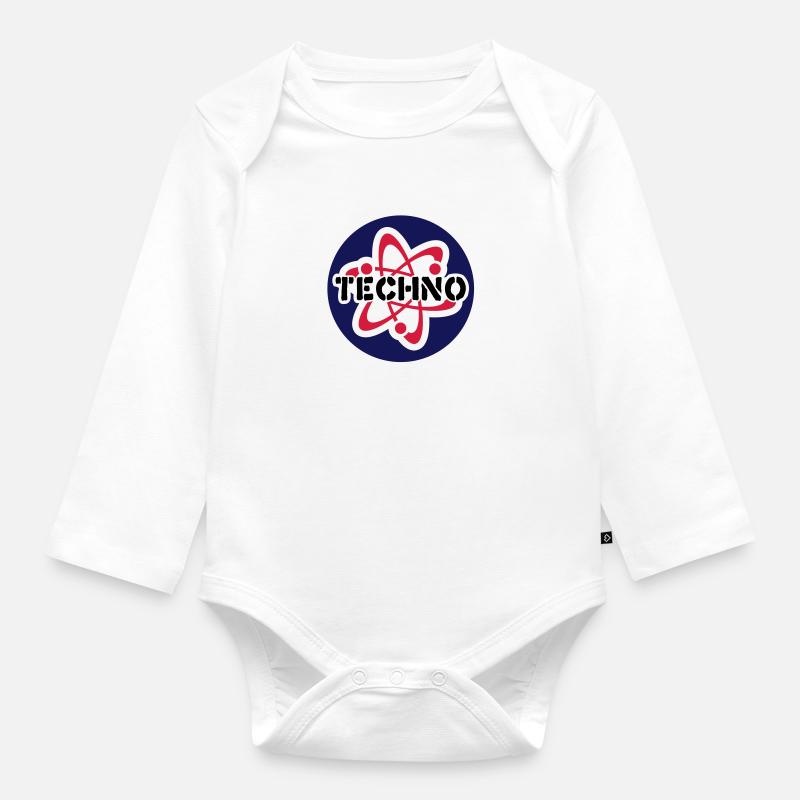 Techno__V006 - Organic Longsleeve Baby Bodysuit - white