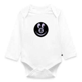 8 ball smiley vecto - Baby Bio-Langarm-Body - Weiß - Vorne