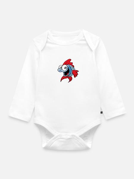 Funny Fish - Baby Bio-Langarm-Body - Weiß