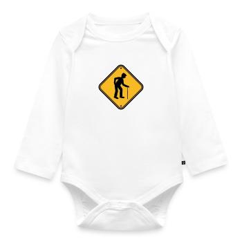 Shield attention danger danger caution note warn - Organic Longsleeve Baby Bodysuit - white - Front
