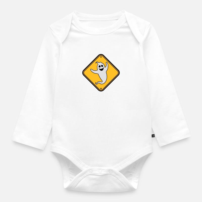 danger caution warning note danger shield vorsi - Organic Longsleeve Baby Bodysuit - white