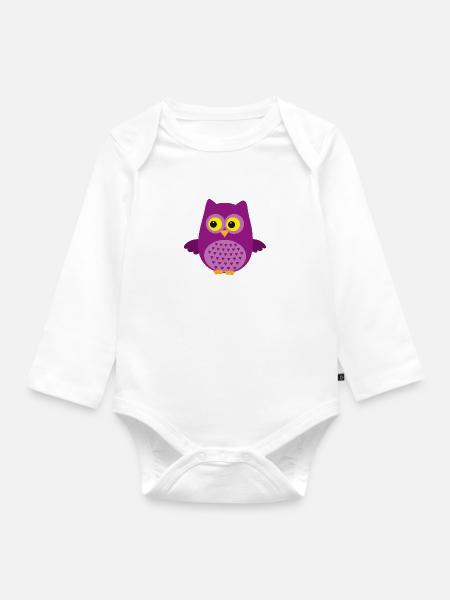 Eule - Baby Bio-Langarm-Body - Weiß