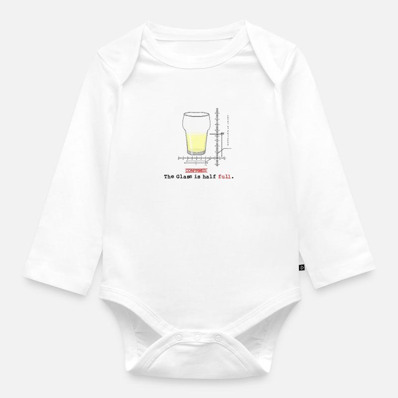 Glass is half full - Body Bébé bio manches longues - blanc
