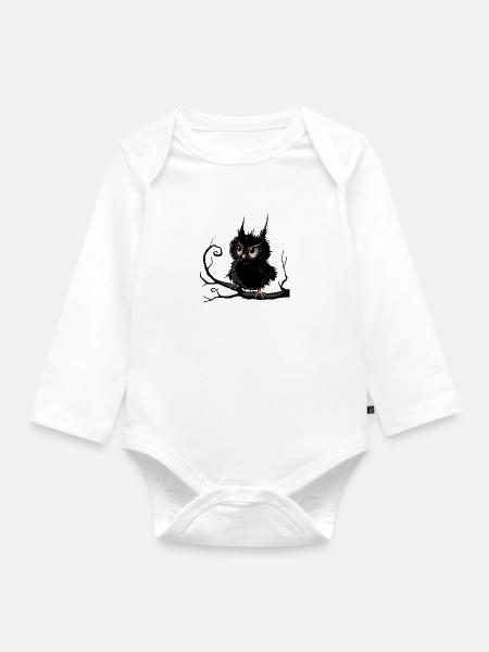 Kauziges Käuzchen - Baby Bio-Langarm-Body - Weiß